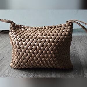 Rachel Zoe Woven Leather Wristlet Clutch | Tan Nude Boho Luxe | Neutral Everyday
